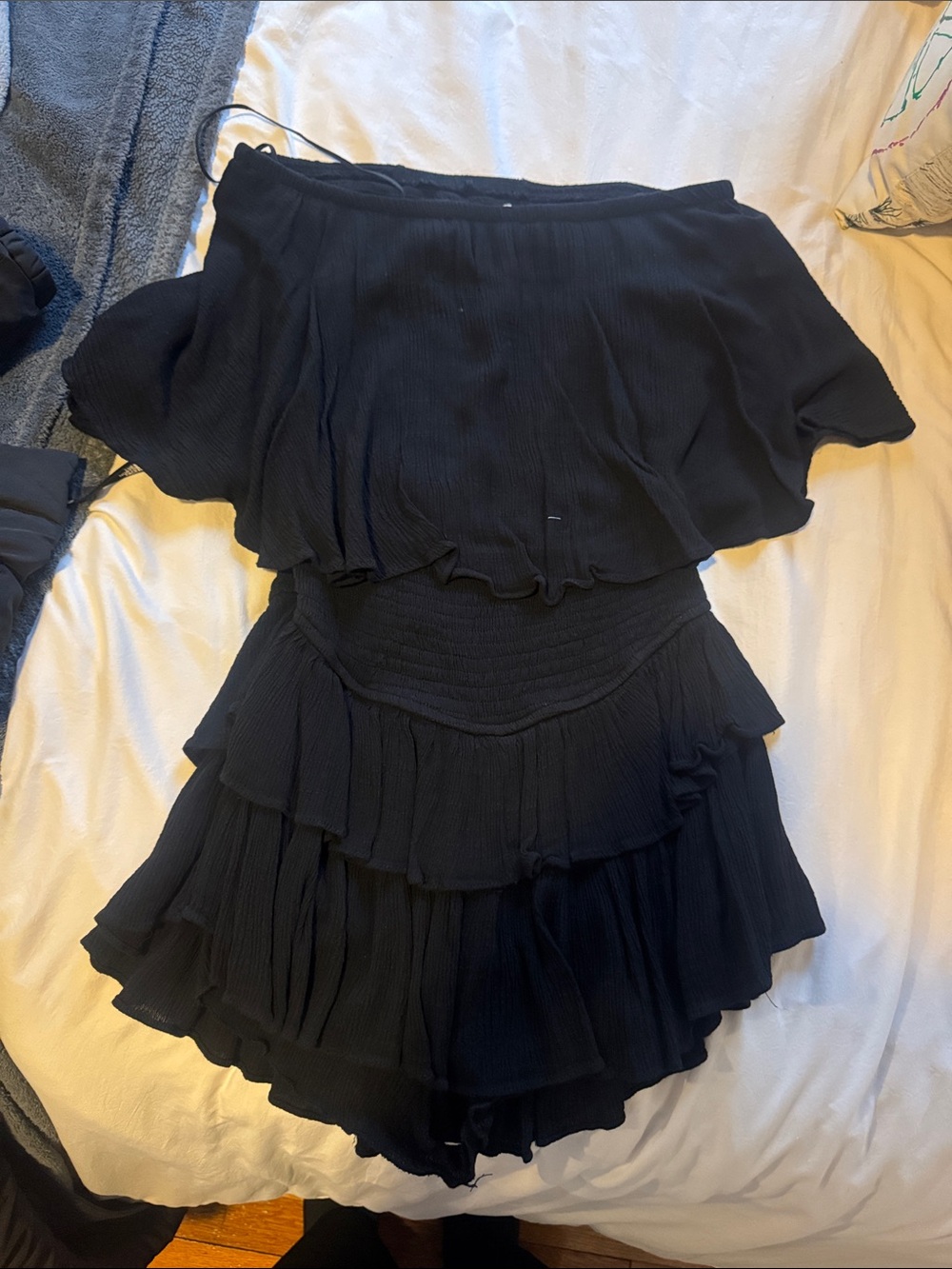 Mustard Seed Black Tiered Dress with Ruffle Details